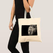 Black White Lion Portret - Dierfotografie Tote Bag (Voorkant (product))