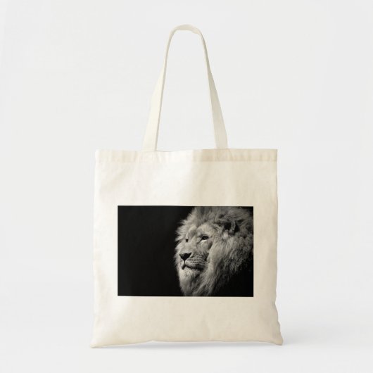 Black White Lion Portret - Dierfotografie Tote Bag (Voorkant)