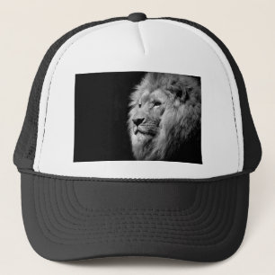 Black White Lion Portret - Dierfotografie Trucker Pet