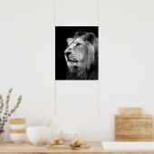 Black White Lion Poster - Animal Photography Art (Keuken)