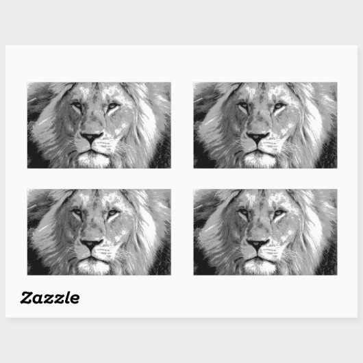 Black White Lion Rechthoekige Sticker (Vel)