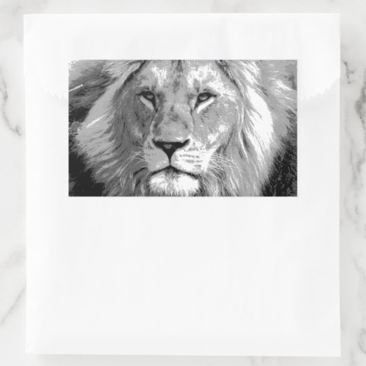 Black White Lion Rechthoekige Sticker (Tas)