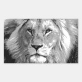 Black White Lion Rechthoekige Sticker (Voorkant)