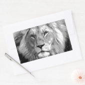 Black White Lion Rechthoekige Sticker (Envelop)