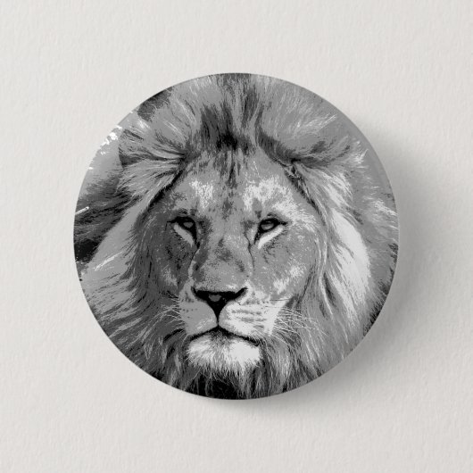 Black White Lion Ronde Button 5,7 Cm (Voorkant)