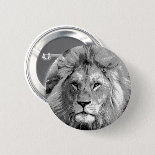 Black White Lion Ronde Button 5,7 Cm (Voorkant /achterkant)