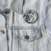 Black White Lion Ronde Button 5,7 Cm (In situ)