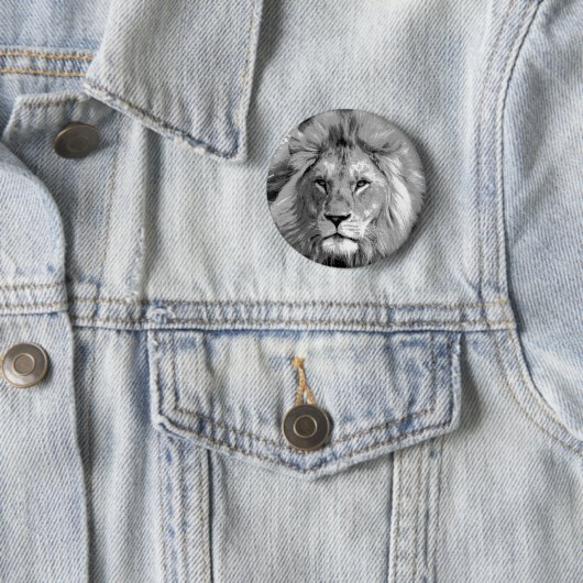 Black White Lion Ronde Button 5,7 Cm (In situ)