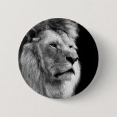 Black White Lion Ronde Button 5,7 Cm (Voorkant)