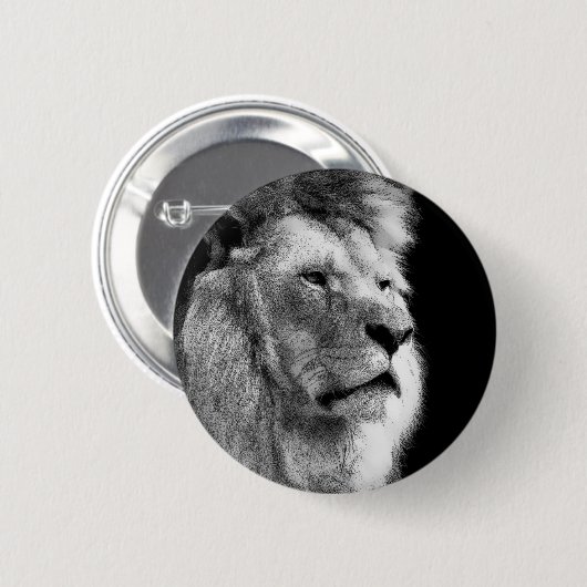 Black White Lion Ronde Button 5,7 Cm (Voorkant /achterkant)