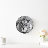 Black White Lion Ronde Klok (Huis)