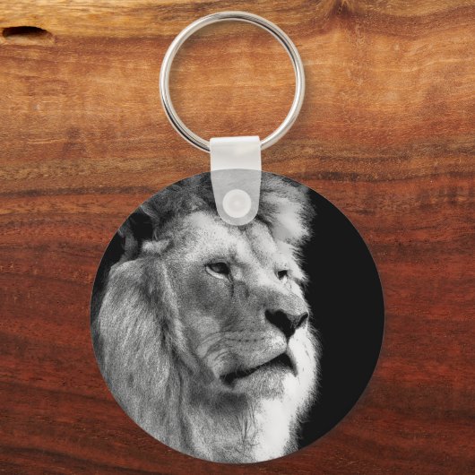 Black White Lion Sleutelhanger (Voorkant)
