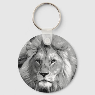 Black White Lion Sleutelhanger