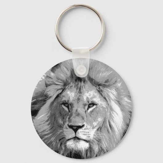 Black White Lion Sleutelhanger (Voorkant)