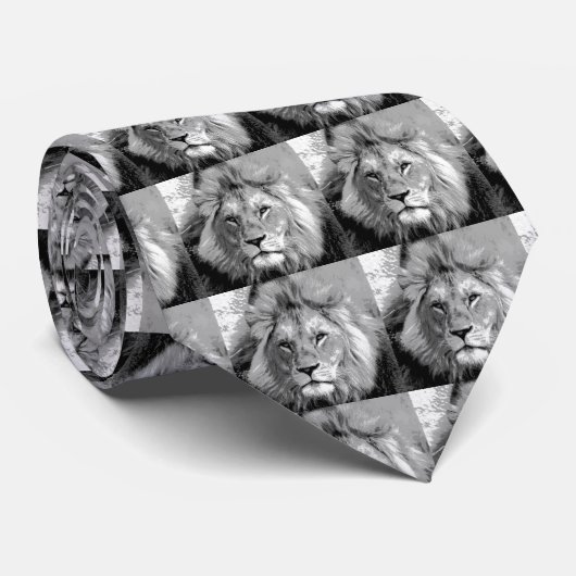 Black White Lion Stropdas (Opgerold)