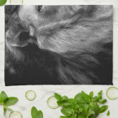 Black White Lion Theedoek (Gevouwen)