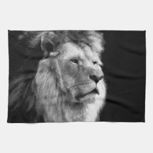 Black White Lion Theedoek