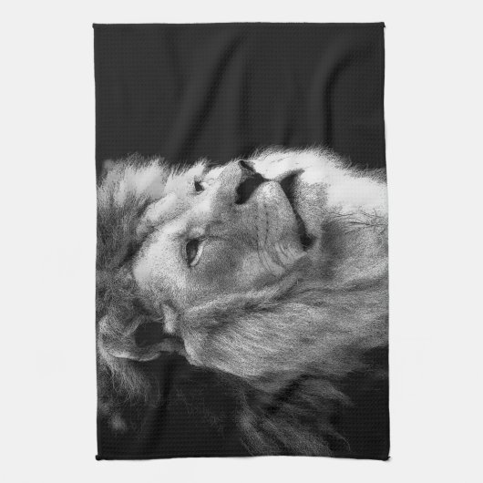 Black White Lion Theedoek (Verticaal)