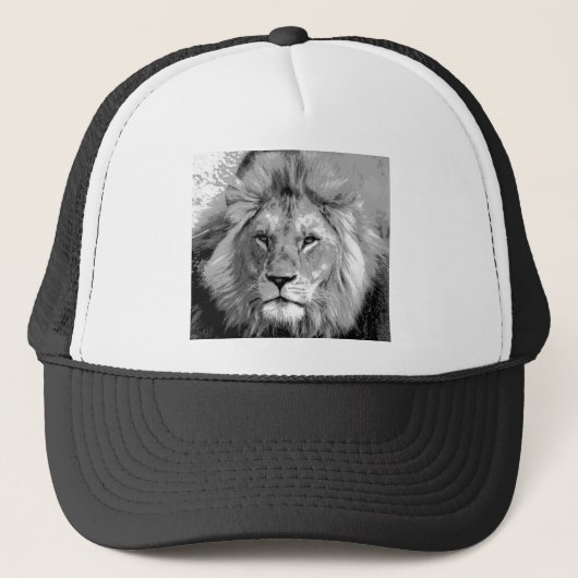 Black White Lion Trucker Pet (Voorkant)