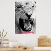 Black & White Lion Uniek Motivatie leiderschap Poster (Keuken)