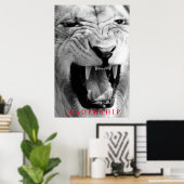 Black & White Lion Uniek Motivatie leiderschap Poster (Thuiskantoor)