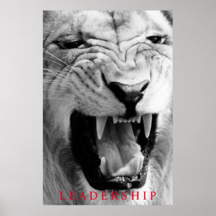 Black & White Lion Uniek Motivatie leiderschap Poster