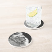 Black White Lion Zandsteen Onderzetter (Zijkant)