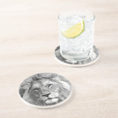 Black White Lion Zandsteen Onderzetter (Zijkant)