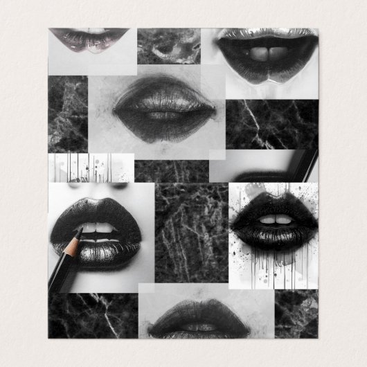Black & White Lips Collage Folded Card Kaart (Buitenkant ongevouwen)