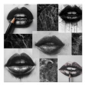 Black & White Lips Collage Glossy Poster (Voorkant)
