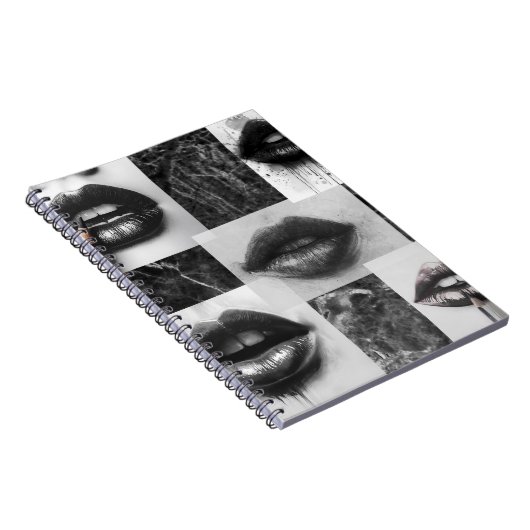Black & White Lips Collage Spiral Notebook Notitieboek (Rechterzijde)