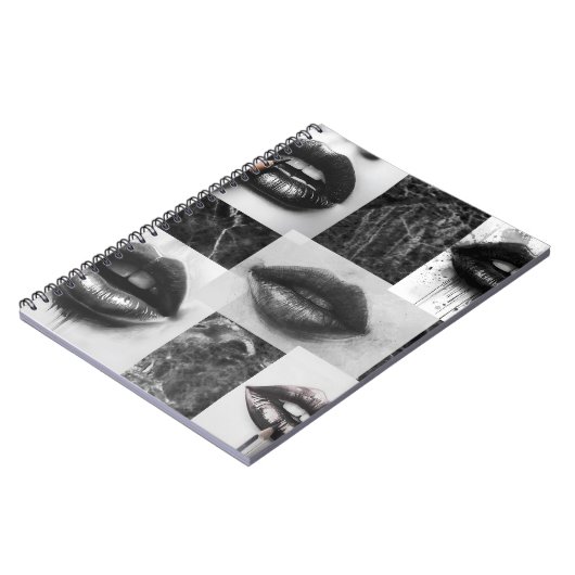 Black & White Lips Collage Spiral Notebook Notitieboek (Linkerzijde)