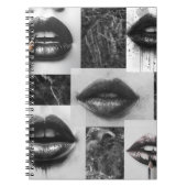 Black & White Lips Collage Spiral Notebook Notitieboek (Voorkant)