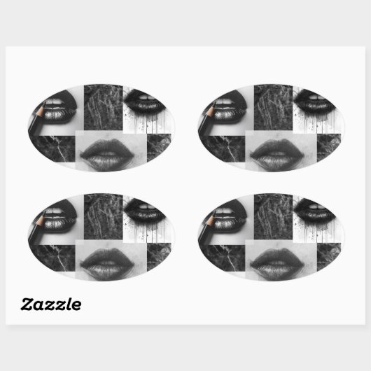 Black & White Lips Collage Sticker Modern Fashion (Vel)