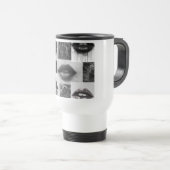 Black & White Lips Collage Travel Mug – Coffee Cup Reisbeker (Voorkant rechts)