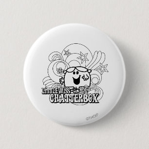 Black & White Little Miss Chatterbox Ronde Button 5,7 Cm