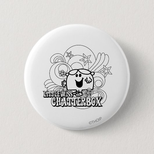 Black & White Little Miss Chatterbox Ronde Button 5,7 Cm (Voorkant)