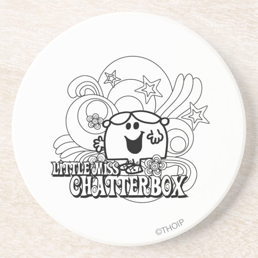 Black & White Little Miss Chatterbox Zandsteen Onderzetter (Voorkant)