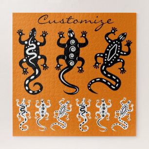 Black/White Lizards Thunder_Cove Southwest Style Legpuzzel
