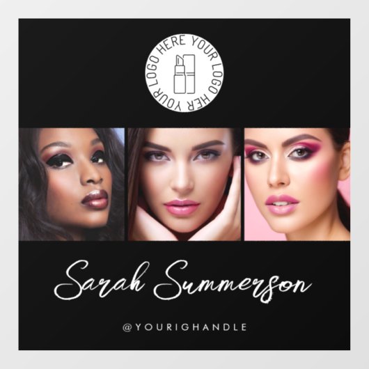 Black White Logo 3 Photo Makeup Studio Raamsticker (Vel)