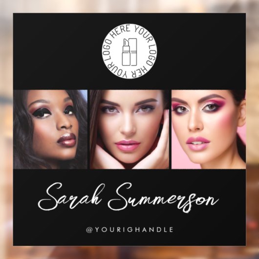 Black White Logo 3 Photo Makeup Studio Raamsticker (Vel 2)