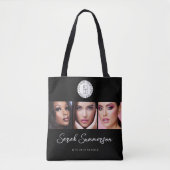 Black White Logo 3 Photo Makeup Studio Tote Bag (Voorkant)