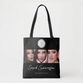 Black White Logo 3 Photo Makeup Studio Tote Bag