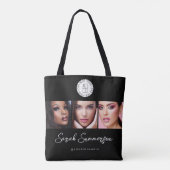 Black White Logo 3 Photo Makeup Studio Tote Bag (Achterkant)