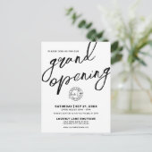 Black White Logo Business Grand Opening Invitation Briefkaart (Staand voorkant)