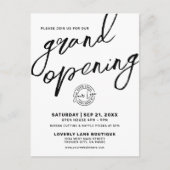 Black White Logo Business Grand Opening Invitation Briefkaart (Voorkant)