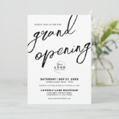 Black White Logo Business Grand Opening Kaart (Staand voorkant)