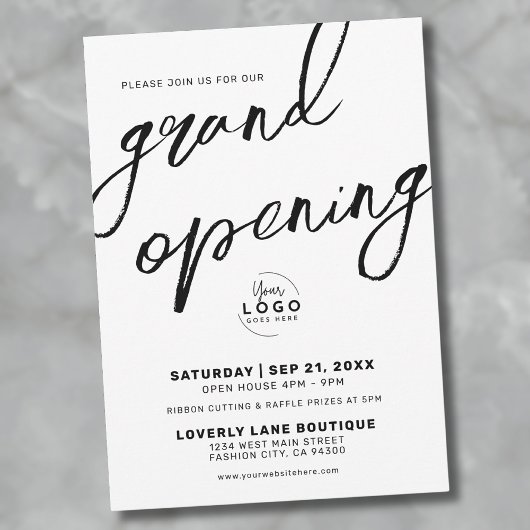 Black White Logo Business Grand Opening Kaart