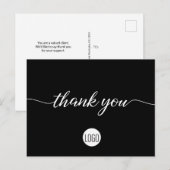 Black White logo Customer Appreciation Bedankt Briefkaart (Voorkant / Achterkant)
