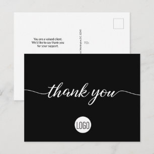 Black White logo Customer Appreciation Bedankt Briefkaart